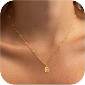 Dainty Gold Letter Necklace with Adjustable Chain – Perfect Gift for Her